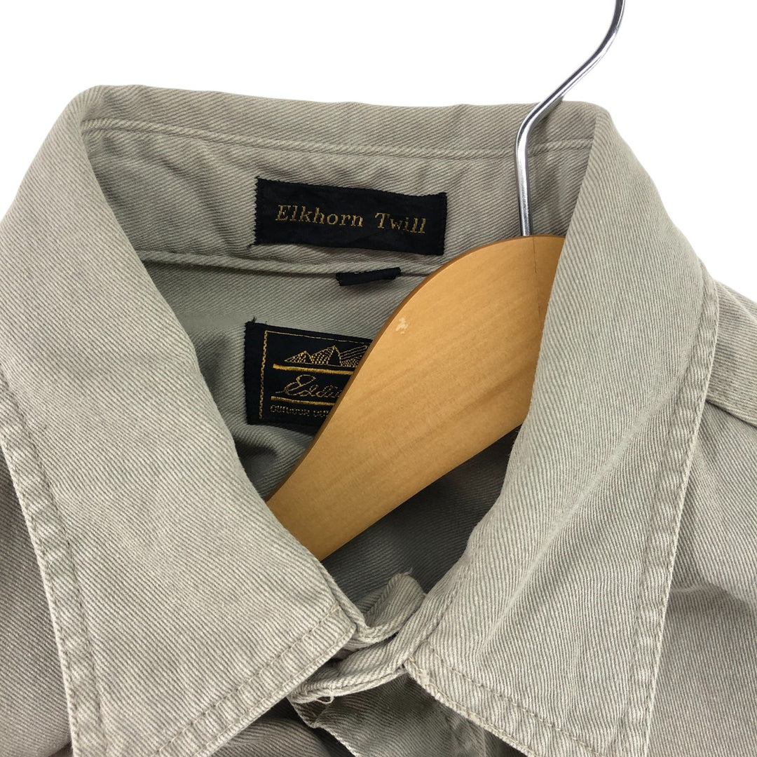 Vintage 80s-90'S Eddie Bauer long-sleeved cotton shirt, made in the USA, size L, men's cotton Beige type Vintage Second Hand