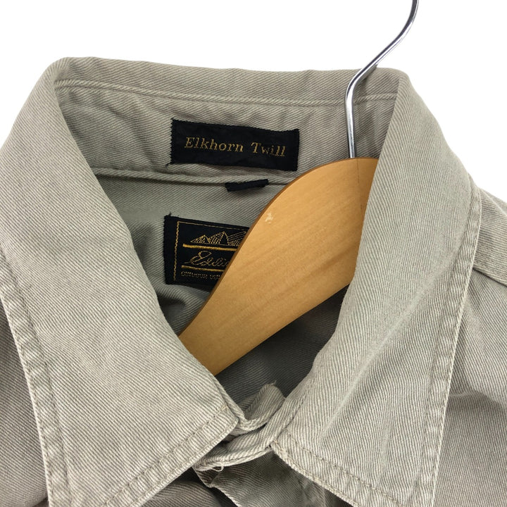 Vintage 80s-90'S Eddie Bauer long-sleeved cotton shirt, made in the USA, size L, men's cotton Beige type Vintage Second Hand