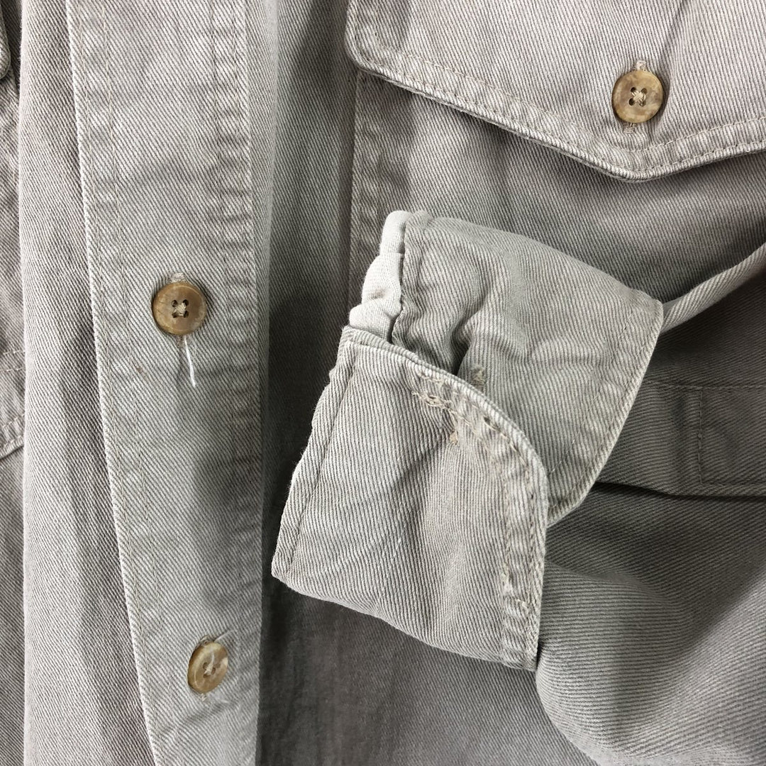 Vintage 80s-90'S Eddie Bauer long-sleeved cotton shirt, made in the USA, size L, men's cotton Beige type Vintage Second Hand