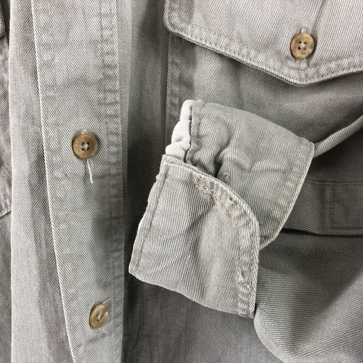 Vintage 80s-90'S Eddie Bauer long-sleeved cotton shirt, made in the USA, size L, men's cotton Beige type Vintage Second Hand
