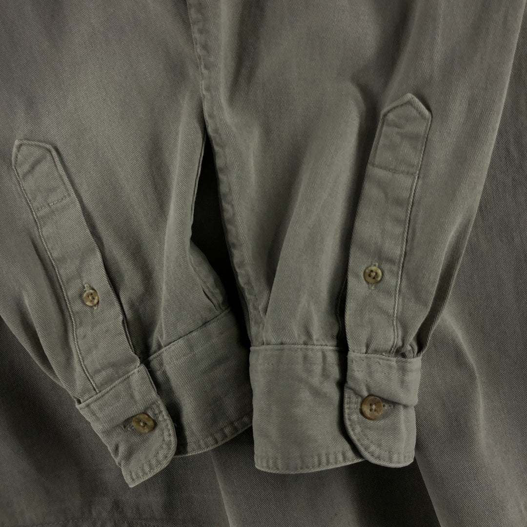 Vintage 80s-90'S Eddie Bauer long-sleeved cotton shirt, made in the USA, size L, men's cotton Beige type Vintage Second Hand