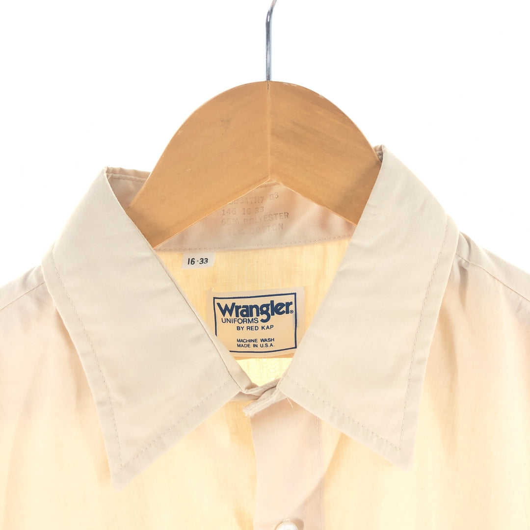 Vintage 1980'S Wrangler long-sleeved work shirt, made in the USA, size L, men's polyester ivory Vintage Second Hand