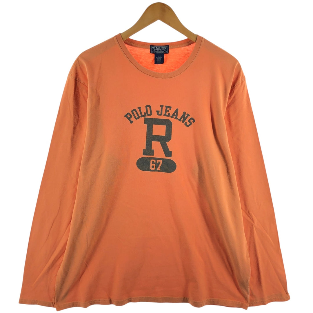 Ralph Lauren Polo Jeans Company long-sleeved T-shirt, men's size L cotton orange type Vintage Second Hand