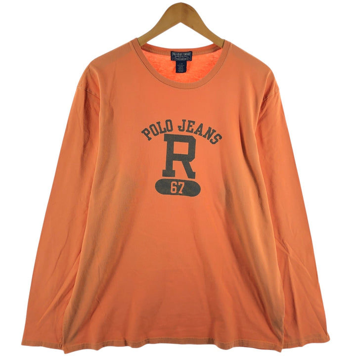 Ralph Lauren Polo Jeans Company long-sleeved T-shirt, men's size L cotton orange type Vintage Second Hand