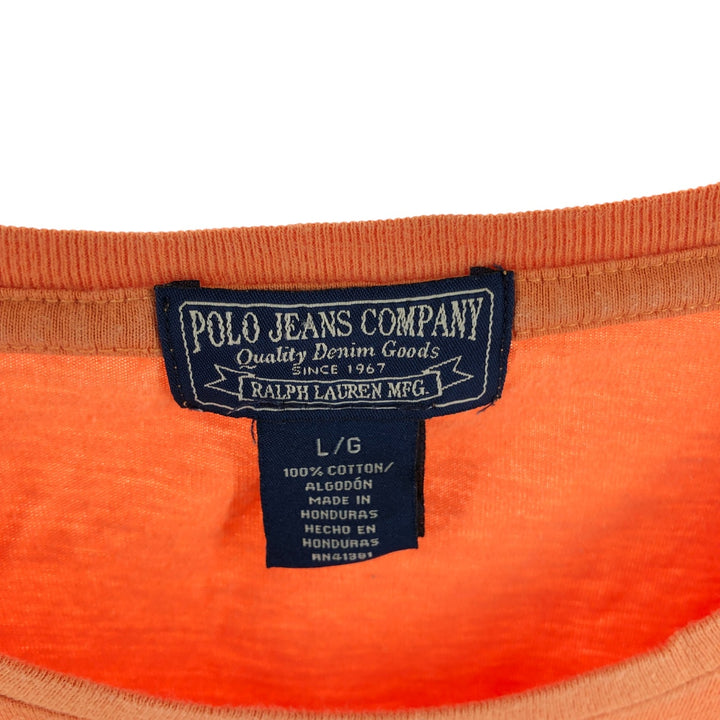 Ralph Lauren Polo Jeans Company long-sleeved T-shirt, men's size L cotton orange type Vintage Second Hand
