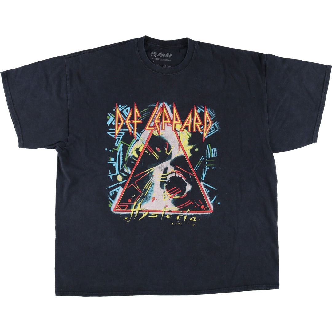 DEF LEPPARD Def Leppard Band T-shirt Band T Men's L size cotton black type Vintage Second Hand