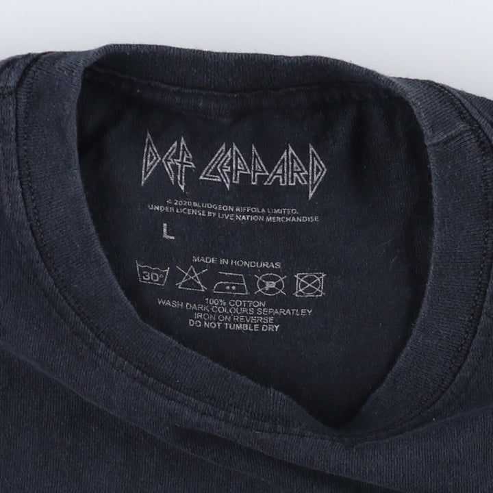 DEF LEPPARD Def Leppard Band T-shirt Band T Men's L size cotton black type Vintage Second Hand