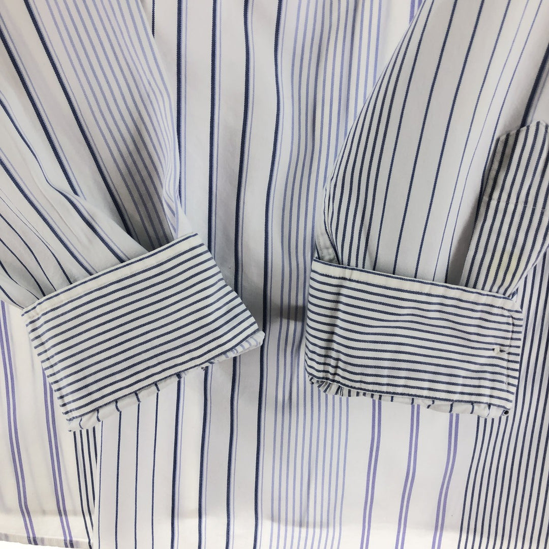 Ralph Lauren long sleeve button down striped shirt, men's size L cotton white type Vintage Second Hand