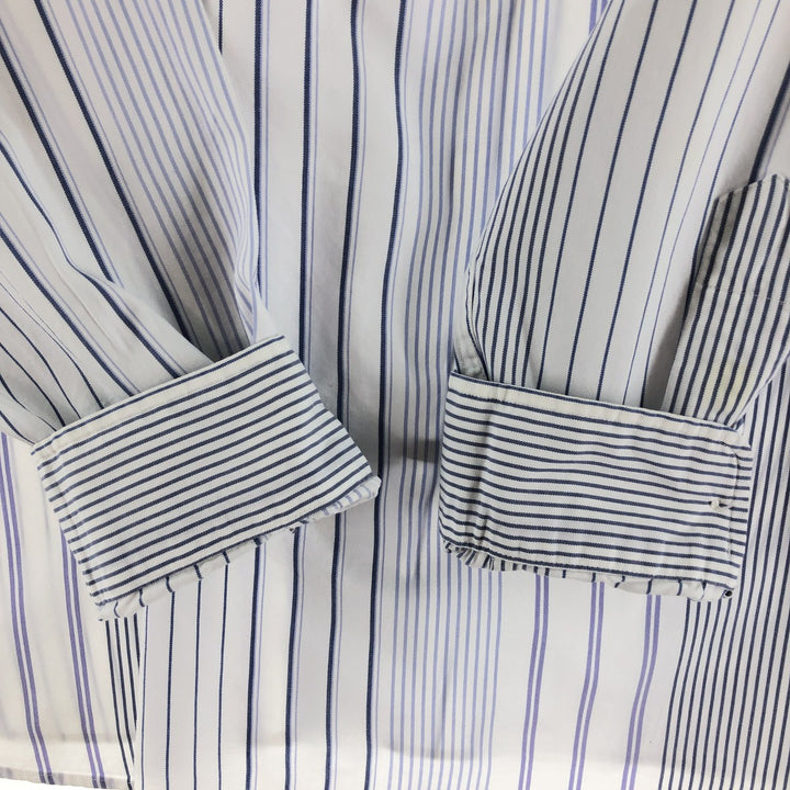 Ralph Lauren long sleeve button down striped shirt, men's size L cotton white type Vintage Second Hand