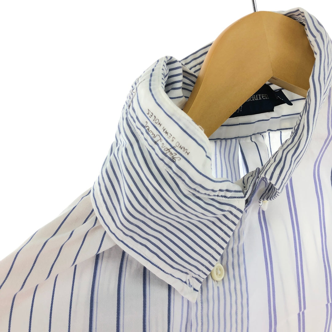 Ralph Lauren long sleeve button down striped shirt, men's size L cotton white type Vintage Second Hand