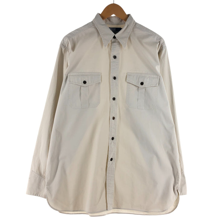 Ralph Lauren POLO by Ralph Lauren TOBIAS long sleeve cotton shirt, men's size L cotton ivory Vintage Second Hand