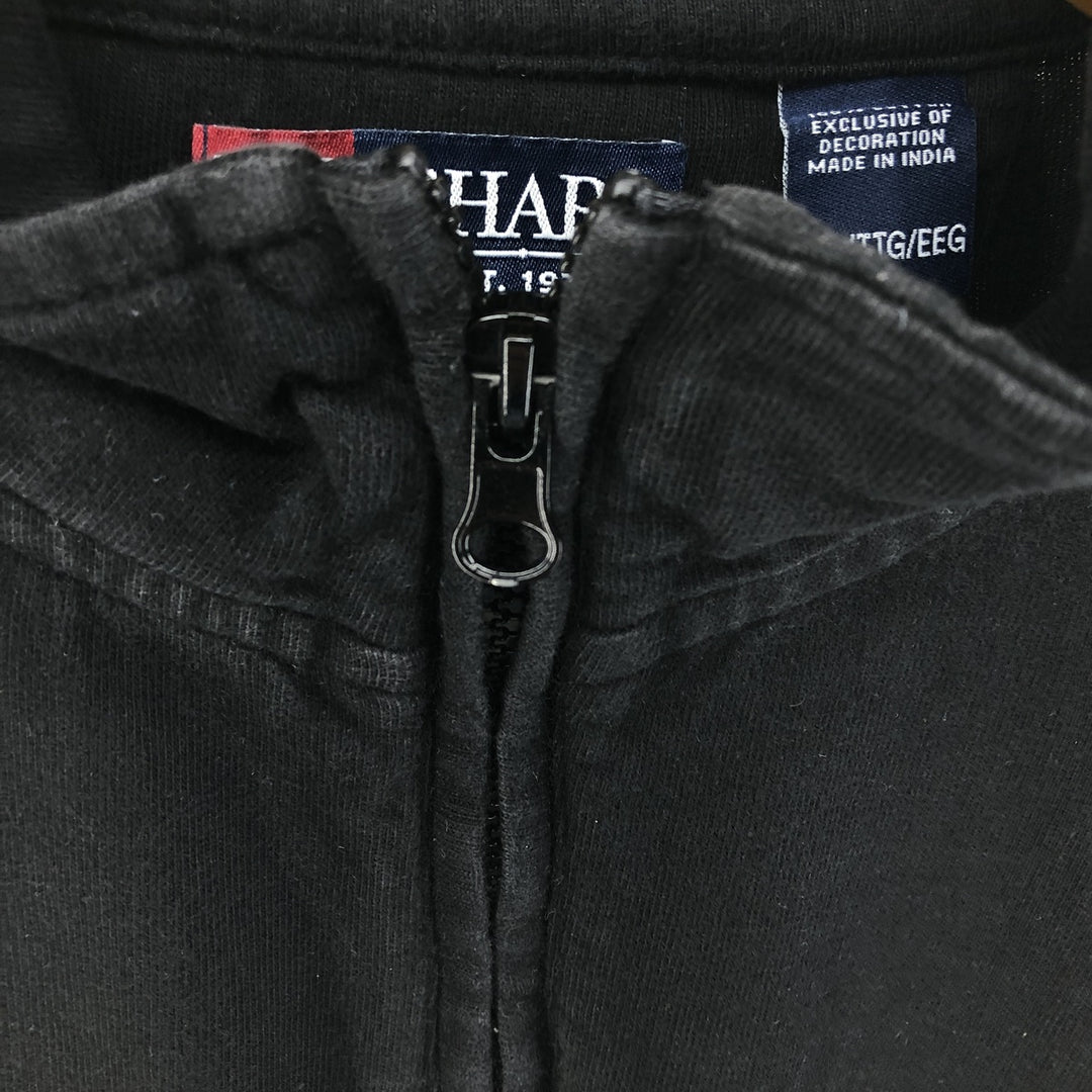 CHAPS Striped Pattern Half-Zip Sweatshirt, Men's XXL cotton black type Vintage Second Hand