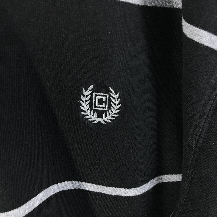 CHAPS Striped Pattern Half-Zip Sweatshirt, Men's XXL cotton black type Vintage Second Hand