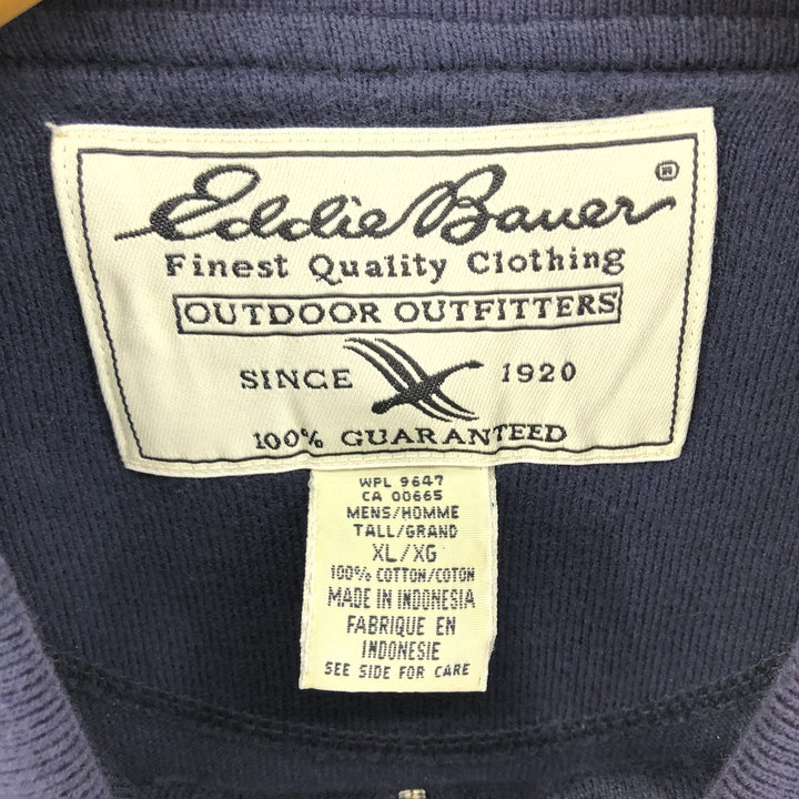 Eddie Bauer collared half-zip sweatshirt, men's size XL cotton navy blue type Vintage Second Hand