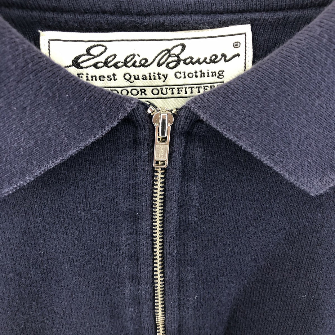 Eddie Bauer collared half-zip sweatshirt, men's size XL cotton navy blue type Vintage Second Hand