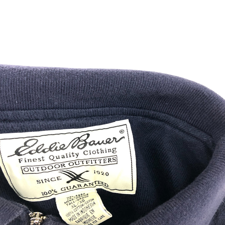 Eddie Bauer collared half-zip sweatshirt, men's size XL cotton navy blue type Vintage Second Hand