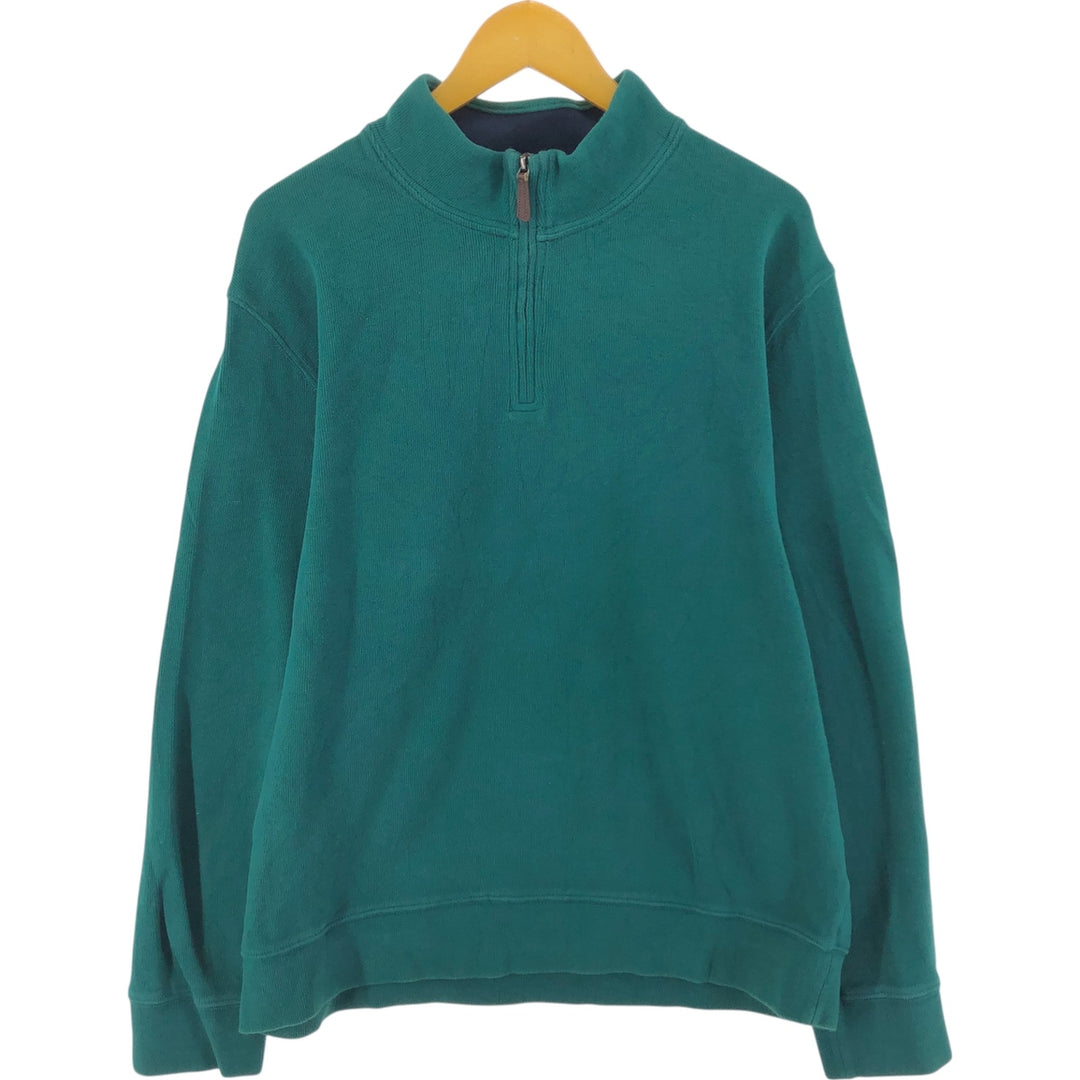 LANDS' END Half-Zip Sweatshirt, Men's XL cotton green type Vintage Second Hand