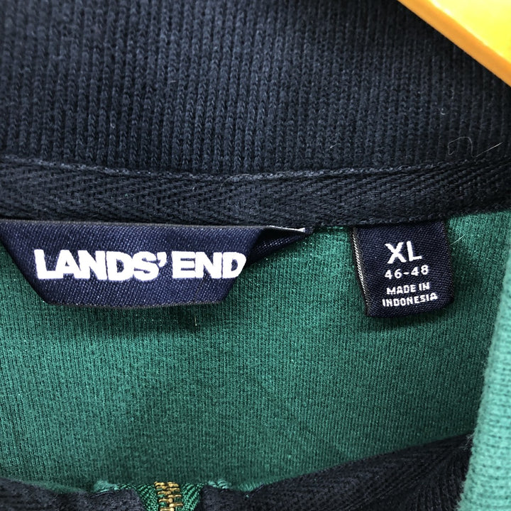 LANDS' END Half-Zip Sweatshirt, Men's XL cotton green type Vintage Second Hand