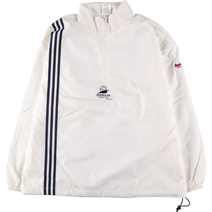 90'S Adidas France 98 FIFA World Cup Half Zip Nylon Pullover Men's XL Vintage Nylon white type Vintage Second Hand