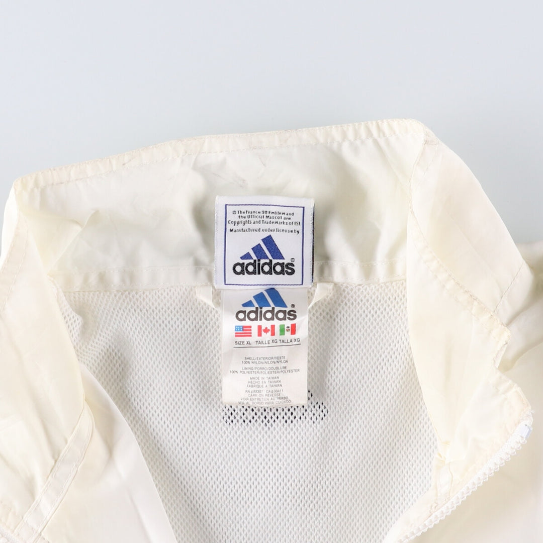 90'S Adidas France 98 FIFA World Cup Half Zip Nylon Pullover Men's XL Vintage Nylon white type Vintage Second Hand