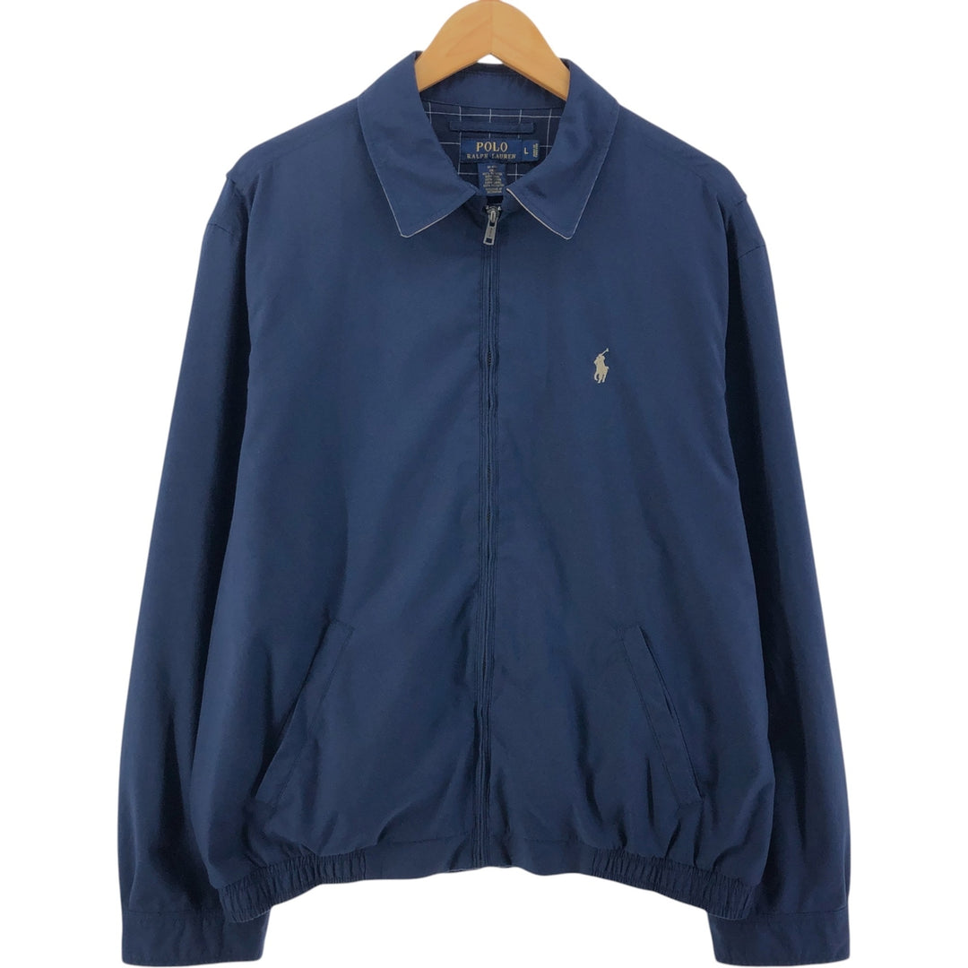 Ralph Lauren POLO RALPH LAUREN Swing Top Sports Jacket Men's L size polyester navy blue type Vintage Second Hand