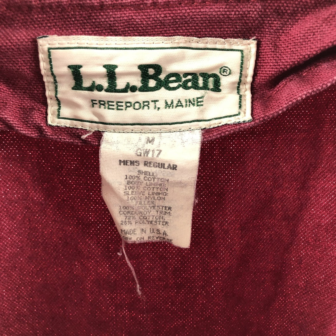 80'S LLBean Duck Hunting Jacket Made in USA Men's M Size Vintage cotton bordeaux Vintage Second Hand