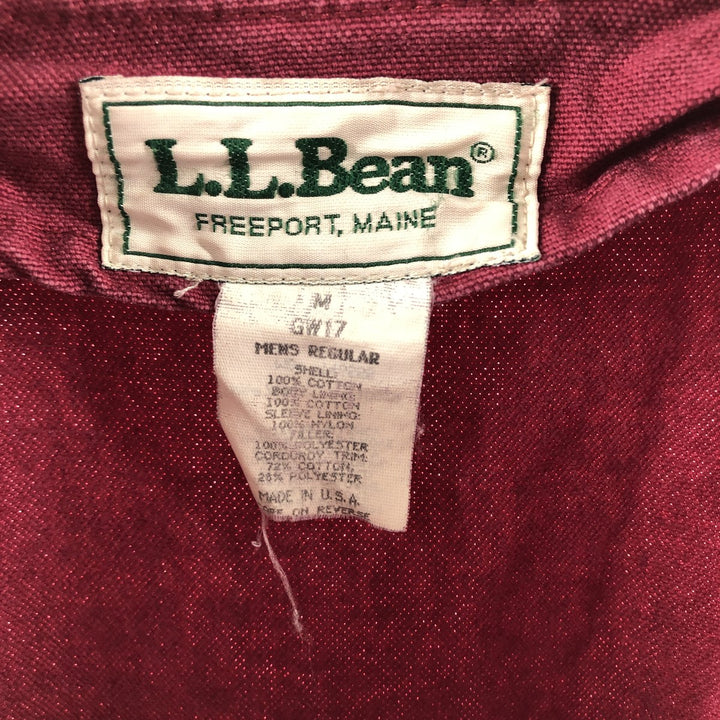 80'S LLBean Duck Hunting Jacket Made in USA Men's M Size Vintage cotton bordeaux Vintage Second Hand