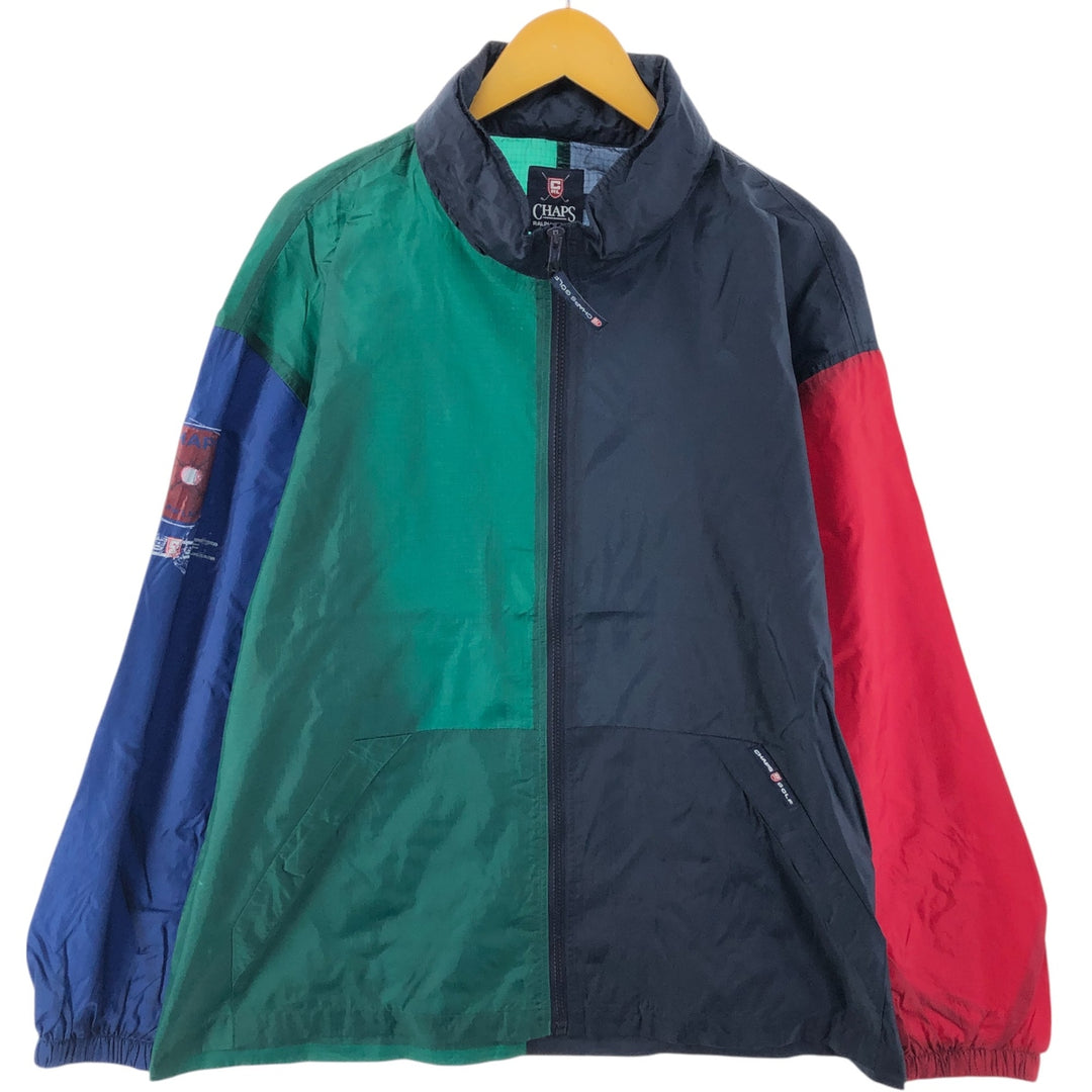 90'S Ralph Lauren CHAPS GOLF Ripstop Crazy Pattern Nylon Jacket Men's XL Nylon navy blue type Vintage Second Hand