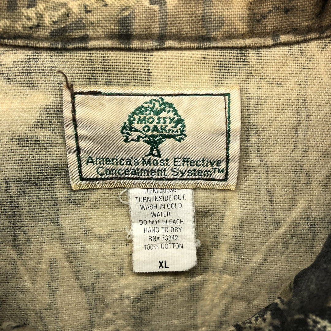 80'S Mossy Oak Camouflage Pattern Real Tree Camo Cotton Jacket Men's XL Vintage cotton Khaki type Vintage Second Hand