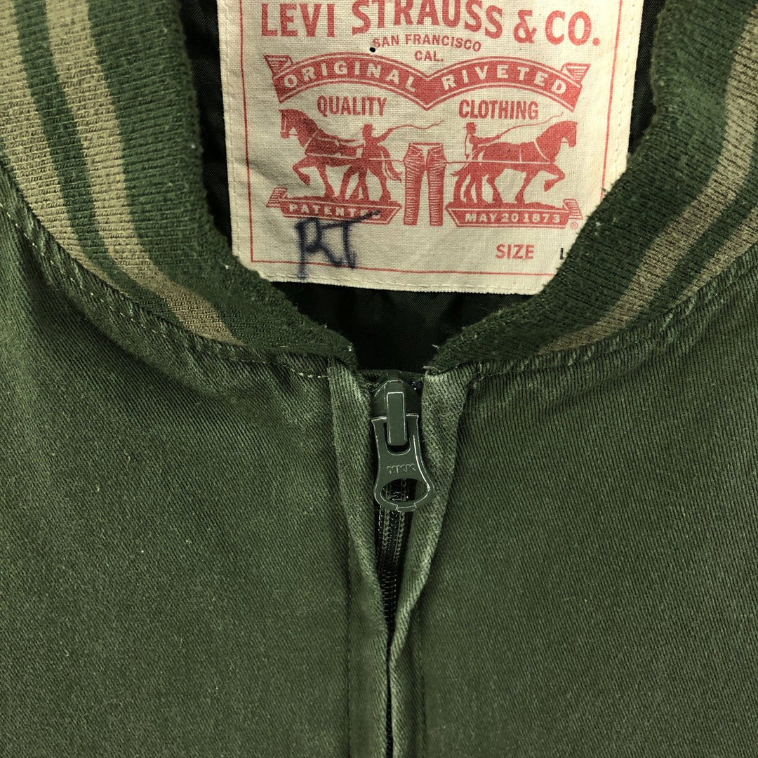 Levi's Cotton Varsity Jacket, Men's Size L cotton Green type dark green Vintage Second Hand