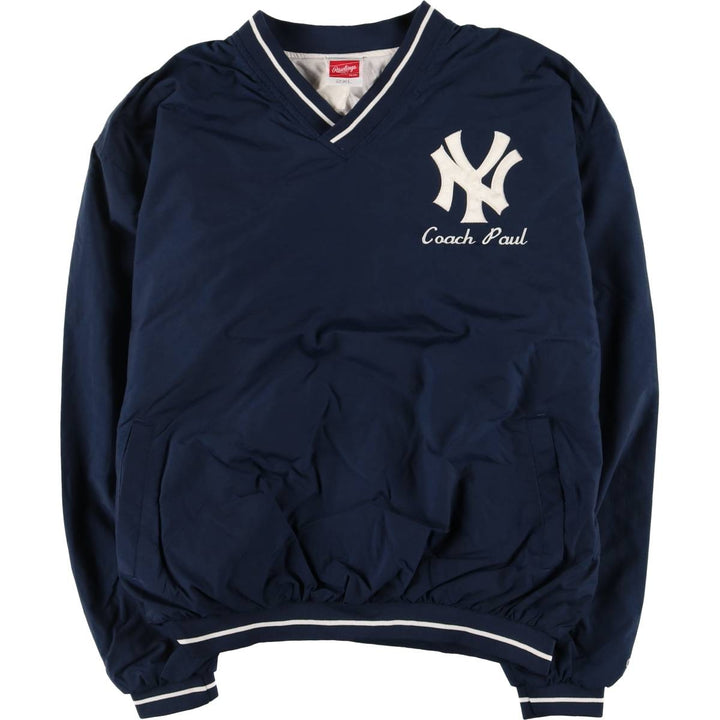 Rawlings MLB NEW YORK YANKEES New York Yankees V-neck warm-up pullover, men's XXL size unclear navy blue type Vintage Second Hand