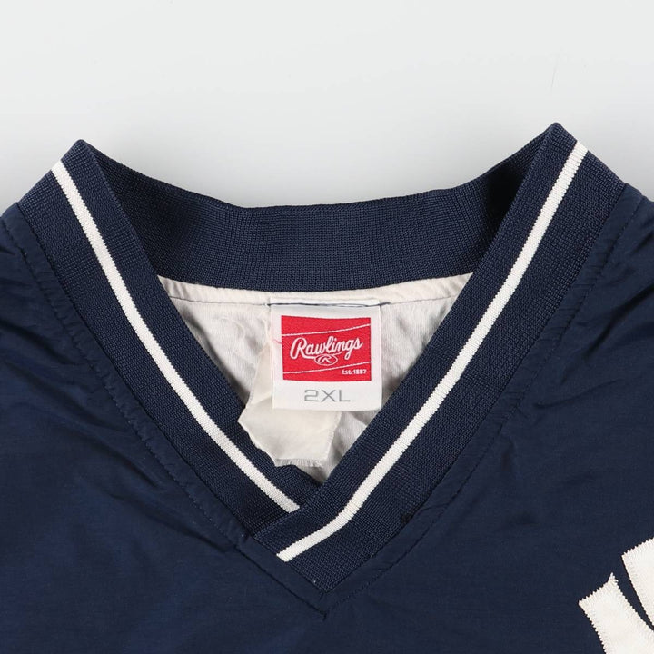 Rawlings MLB NEW YORK YANKEES New York Yankees V-neck warm-up pullover, men's XXL size unclear navy blue type Vintage Second Hand