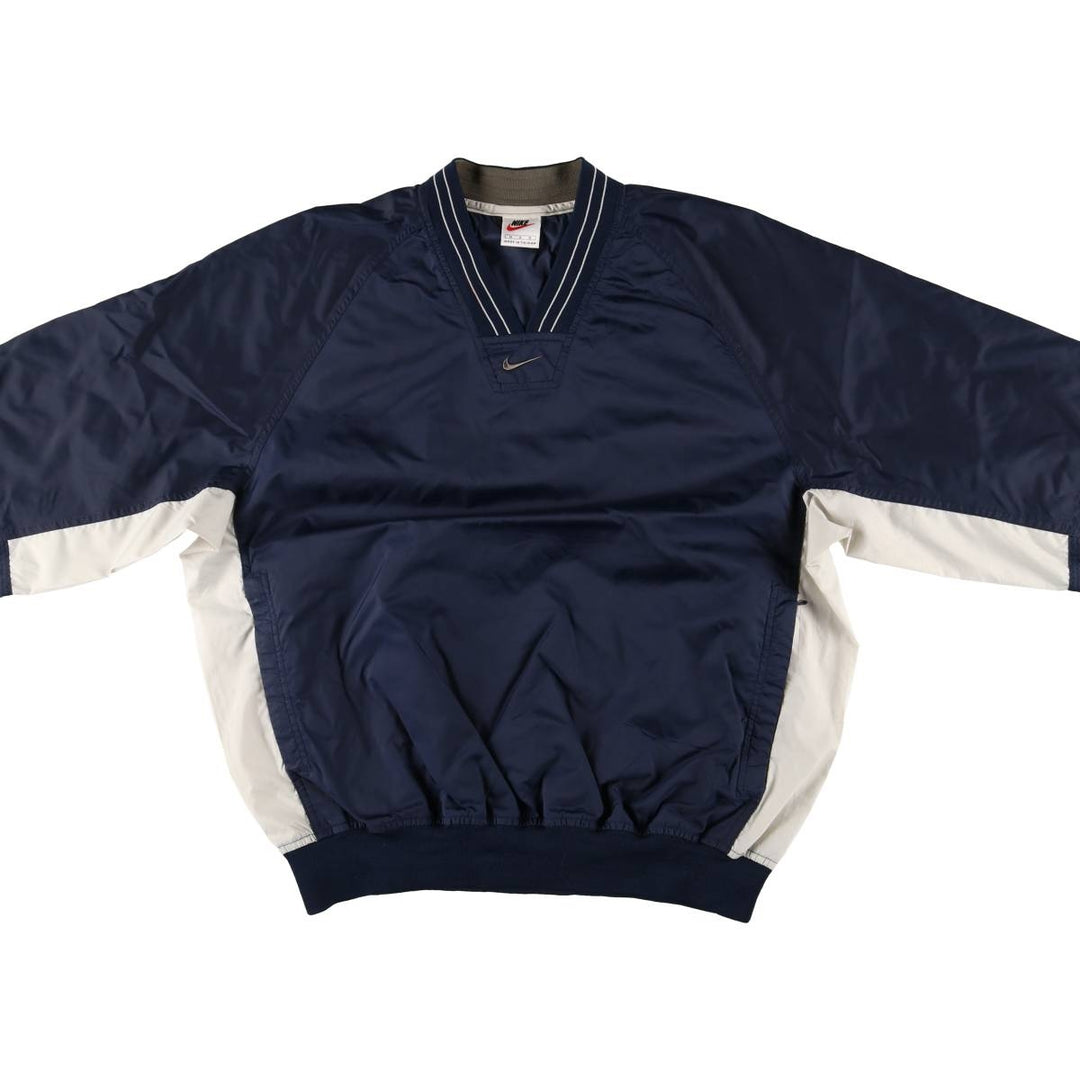 90'S Nike V-neck nylon pullover, men's size M, vintage Nylon navy blue type Vintage Second Hand