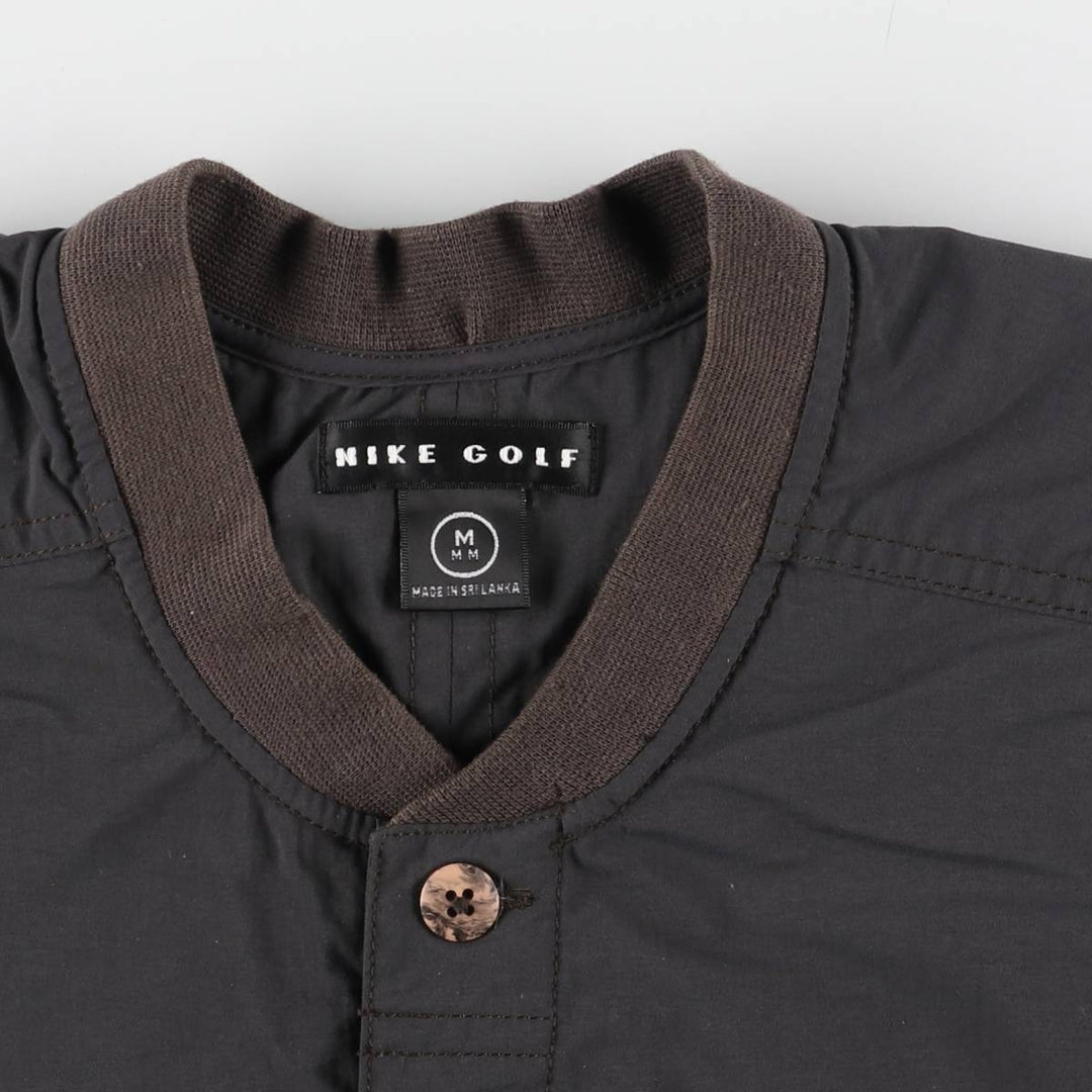 Nike Golf Henley Nylon Pullover, Men's M Nylon Charcoal Vintage Second Hand