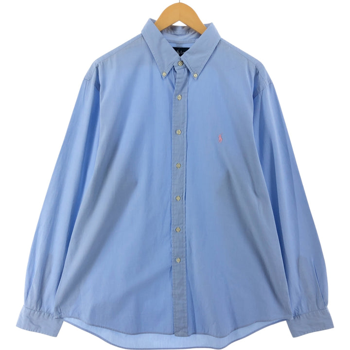 Ralph Lauren CUSTOM FIT long sleeve button down shirt, men's XL size cotton Blue type light blue Vintage Second Hand