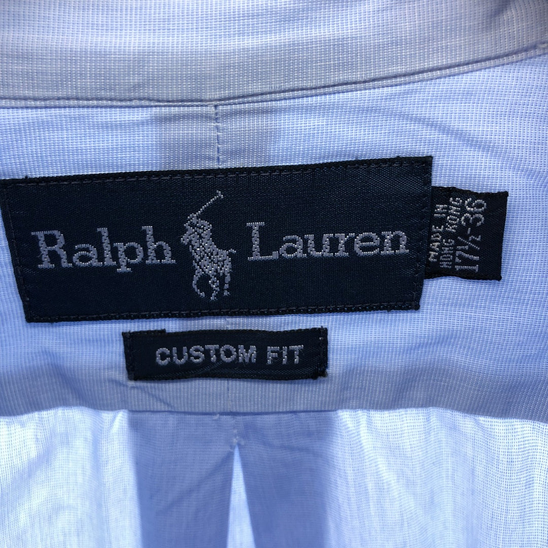 Ralph Lauren CUSTOM FIT long sleeve button down shirt, men's XL size cotton Blue type light blue Vintage Second Hand