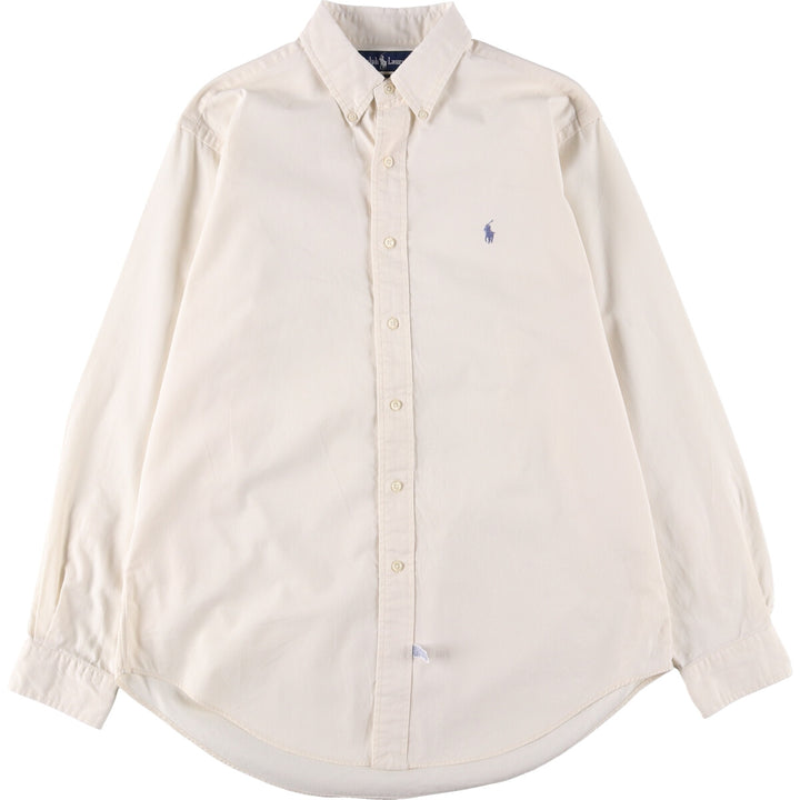 Ralph Lauren long sleeve button down shirt, men's size L cotton ivory Vintage Second Hand