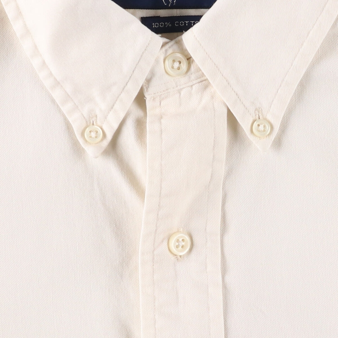 Ralph Lauren long sleeve button down shirt, men's size L cotton ivory Vintage Second Hand