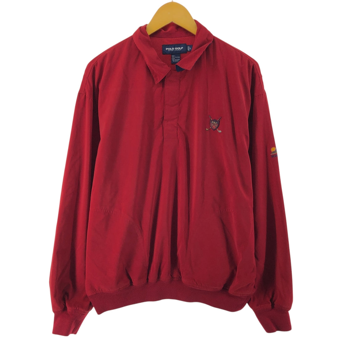 Ralph Lauren POLO GOLF Polo Golf Half Snap Collar Warm-up Pullover Men's Size L polyester red type Vintage Second Hand