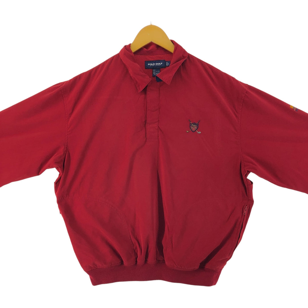 Ralph Lauren POLO GOLF Polo Golf Half Snap Collar Warm-up Pullover Men's Size L polyester red type Vintage Second Hand
