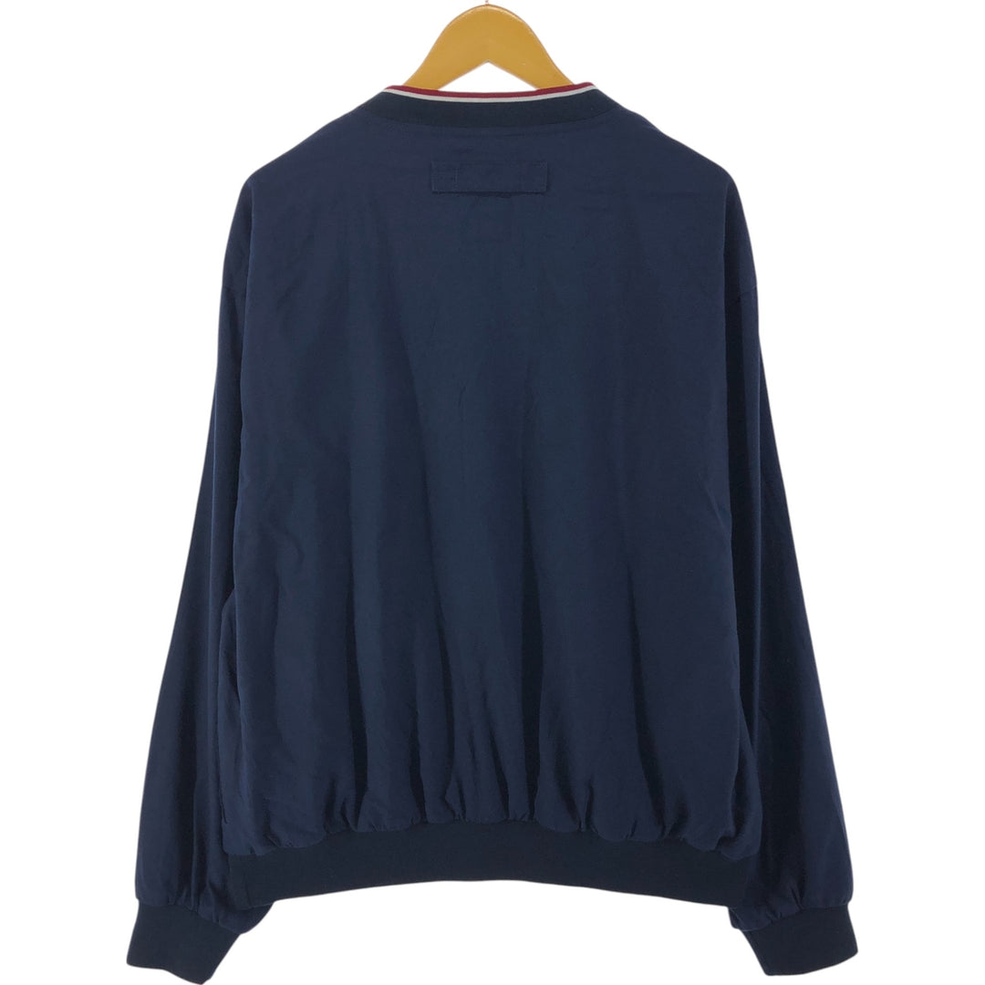 90s~ Tommy Hilfiger V-neck warm-up pullover, men's XL size, vintage polyester navy blue type Vintage Second Hand
