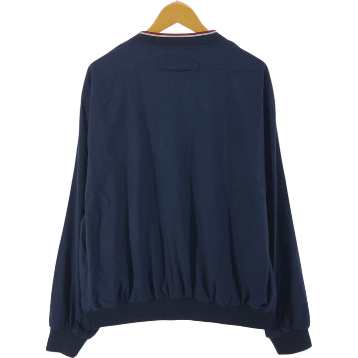 90s~ Tommy Hilfiger V-neck warm-up pullover, men's XL size, vintage polyester navy blue type Vintage Second Hand