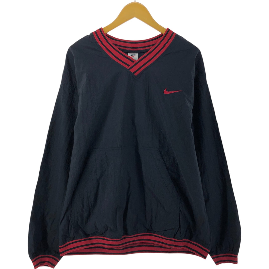 90'S Nike V-neck nylon pullover, men's XL size, vintage Nylon black type Vintage Second Hand