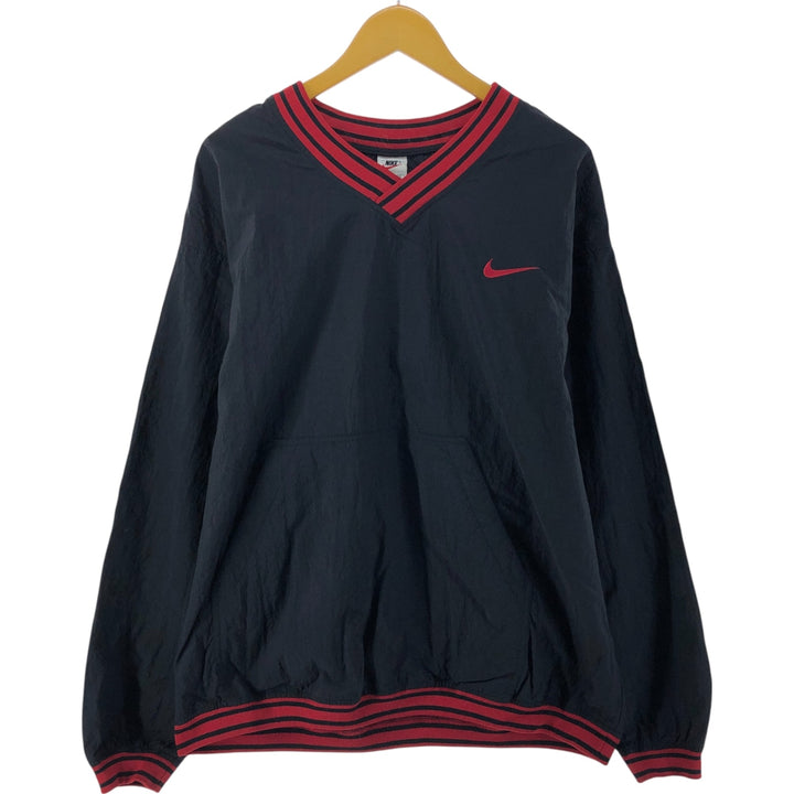 90'S Nike V-neck nylon pullover, men's XL size, vintage Nylon black type Vintage Second Hand