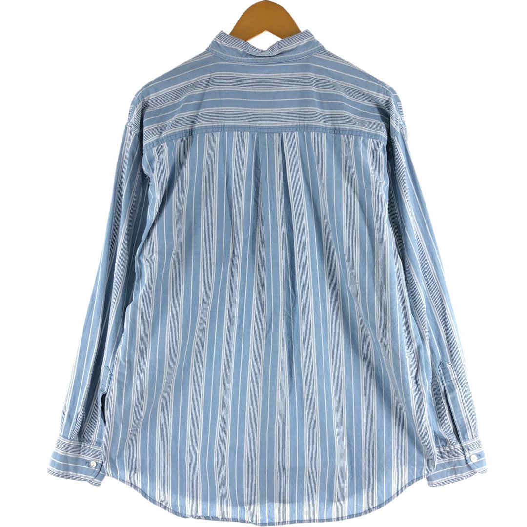 LLBean Multi-Stripe Long Sleeve Button-Down Striped Shirt, Men's Size L cotton Blue type light blue Vintage Second Hand