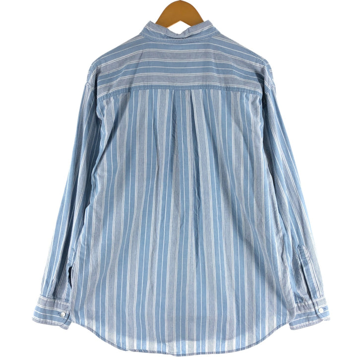 LLBean Multi-Stripe Long Sleeve Button-Down Striped Shirt, Men's Size L cotton Blue type light blue Vintage Second Hand