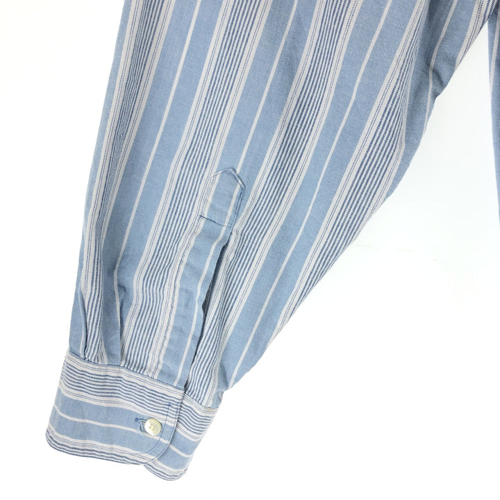 LLBean Multi-Stripe Long Sleeve Button-Down Striped Shirt, Men's Size L cotton Blue type light blue Vintage Second Hand