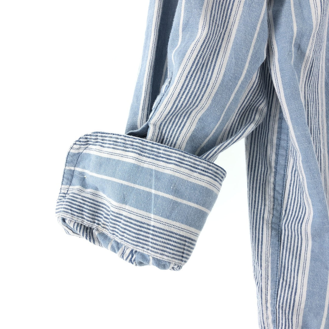 LLBean Multi-Stripe Long Sleeve Button-Down Striped Shirt, Men's Size L cotton Blue type light blue Vintage Second Hand