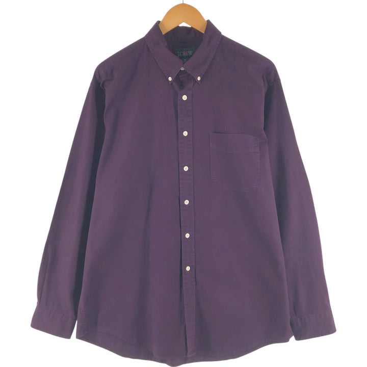 90'S J.Crew Vintage long sleeve button down shirt, size L for men cotton purple type Vintage Second Hand