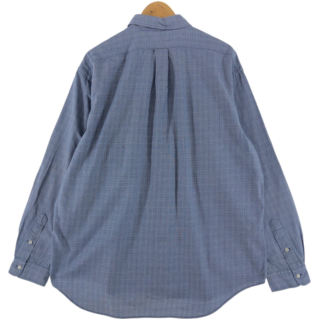 Ralph Lauren POLO by Ralph Lauren Glen Plaid Long Sleeve Cotton Check Shirt, Men's Size XL cotton navy blue type Vintage Second Hand